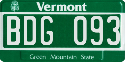 VT license plate BDG093
