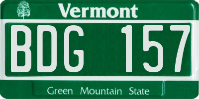 VT license plate BDG157