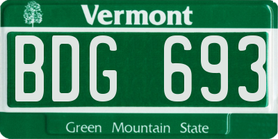 VT license plate BDG693