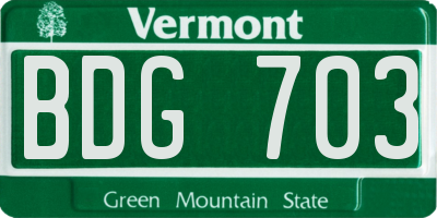 VT license plate BDG703