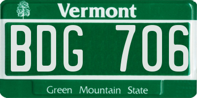 VT license plate BDG706