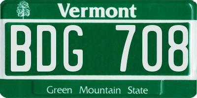 VT license plate BDG708