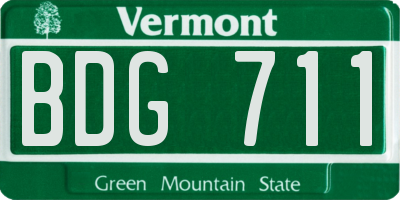 VT license plate BDG711