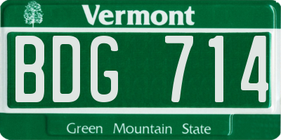 VT license plate BDG714
