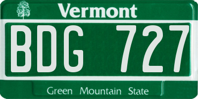 VT license plate BDG727