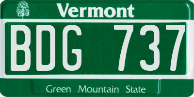 VT license plate BDG737