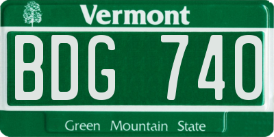 VT license plate BDG740