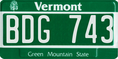VT license plate BDG743