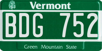 VT license plate BDG752