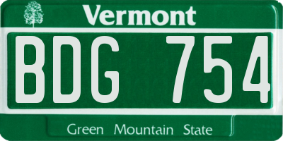 VT license plate BDG754