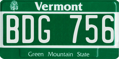 VT license plate BDG756