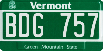 VT license plate BDG757