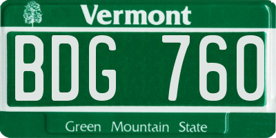 VT license plate BDG760