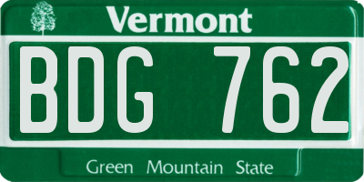 VT license plate BDG762