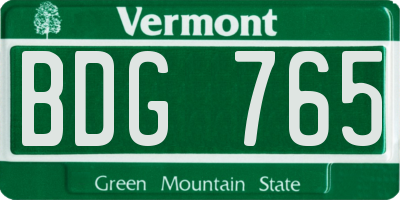 VT license plate BDG765