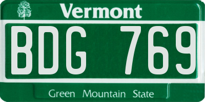 VT license plate BDG769