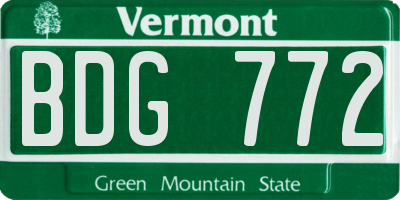 VT license plate BDG772
