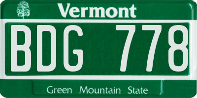 VT license plate BDG778