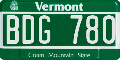 VT license plate BDG780