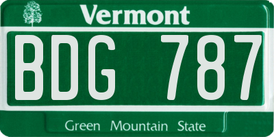 VT license plate BDG787