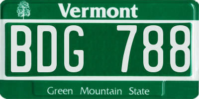 VT license plate BDG788