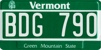VT license plate BDG790