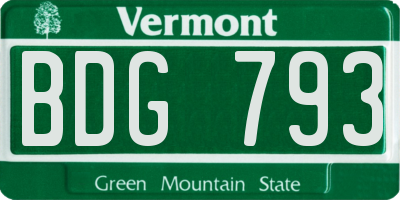 VT license plate BDG793