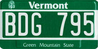 VT license plate BDG795