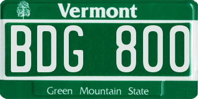 VT license plate BDG800