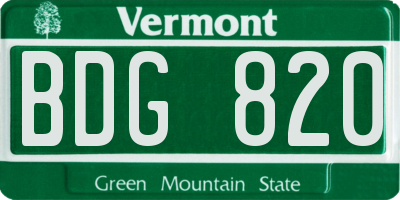 VT license plate BDG820