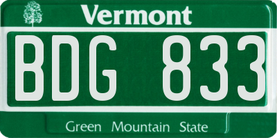 VT license plate BDG833