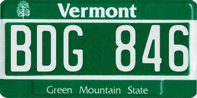 VT license plate BDG846