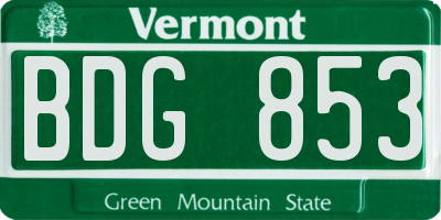 VT license plate BDG853