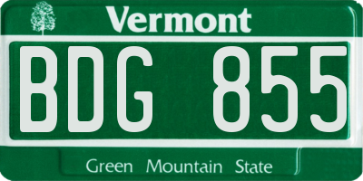 VT license plate BDG855