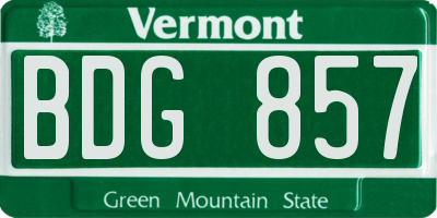VT license plate BDG857