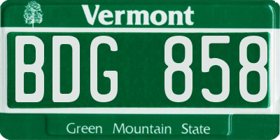 VT license plate BDG858