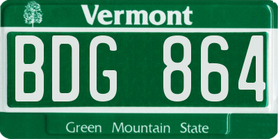 VT license plate BDG864