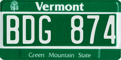 VT license plate BDG874