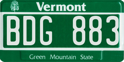 VT license plate BDG883