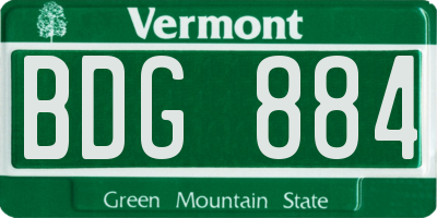 VT license plate BDG884