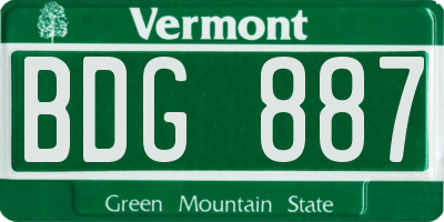 VT license plate BDG887