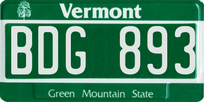 VT license plate BDG893