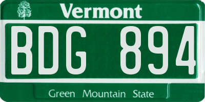 VT license plate BDG894
