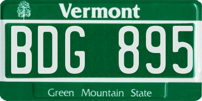 VT license plate BDG895