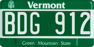 VT license plate BDG912