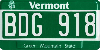VT license plate BDG918