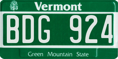 VT license plate BDG924
