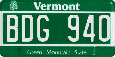 VT license plate BDG940