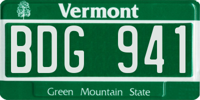 VT license plate BDG941