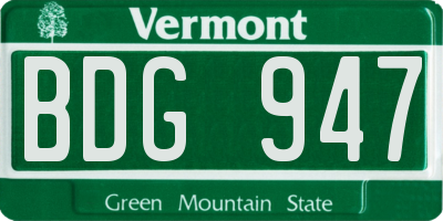 VT license plate BDG947